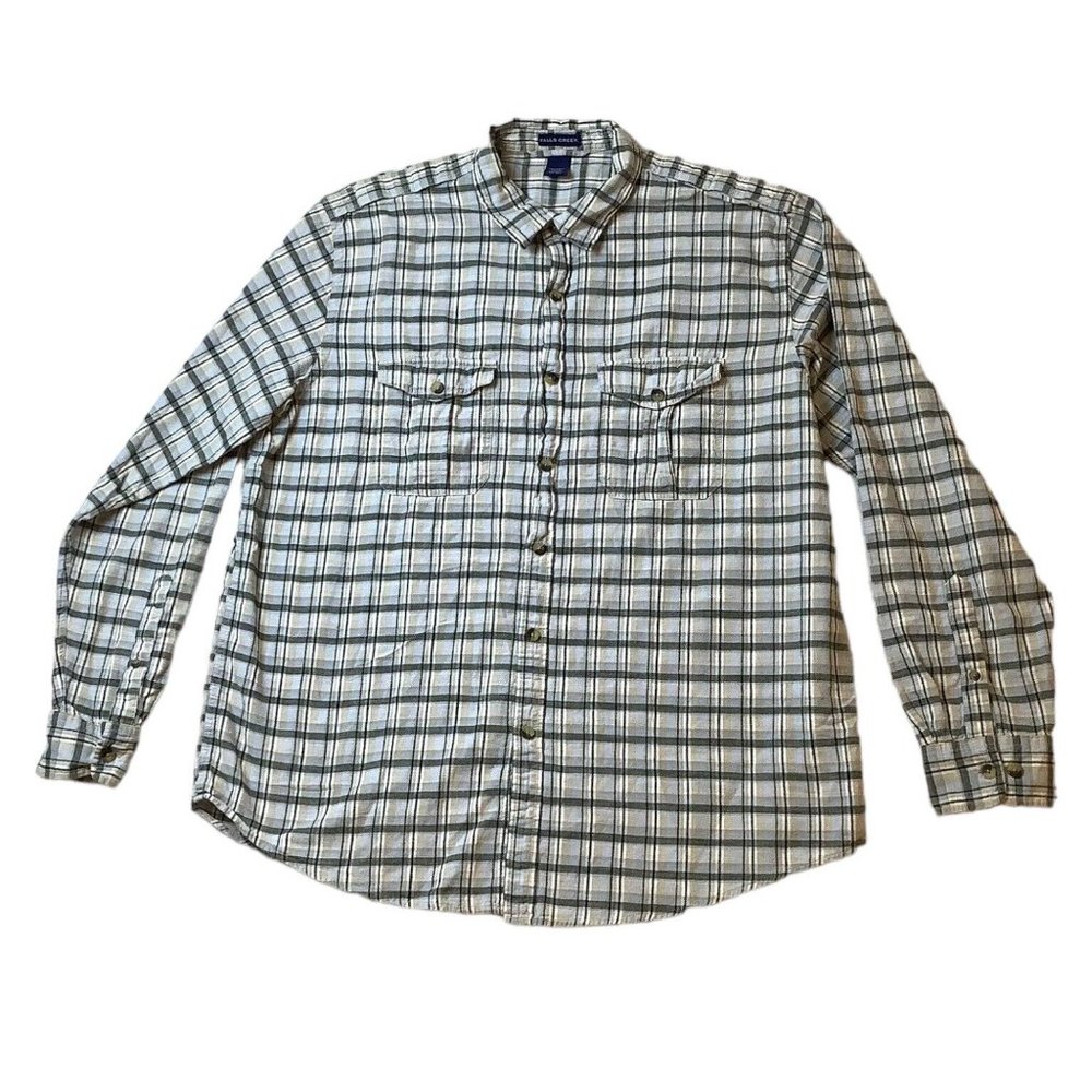 Falls Creek Button Roll Up Sleeve Plaid Shirt Size XLT 100% Cotton